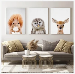 Wall Art Picture Print Forest Animal Painting Nordic Kid Baby Bedroom Decor Giraffe Bunny Elephant Canvas Child Poster Nursery
