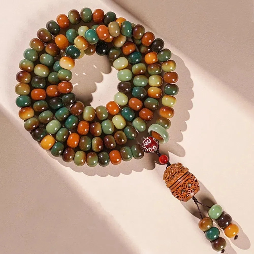 

Fashion Colorful Rosary Beads Bracelets Tassel Jewelry Dunhuang Bodhi Bracelet Wooden Multilayer Beaded Handheld Necklace Unisex