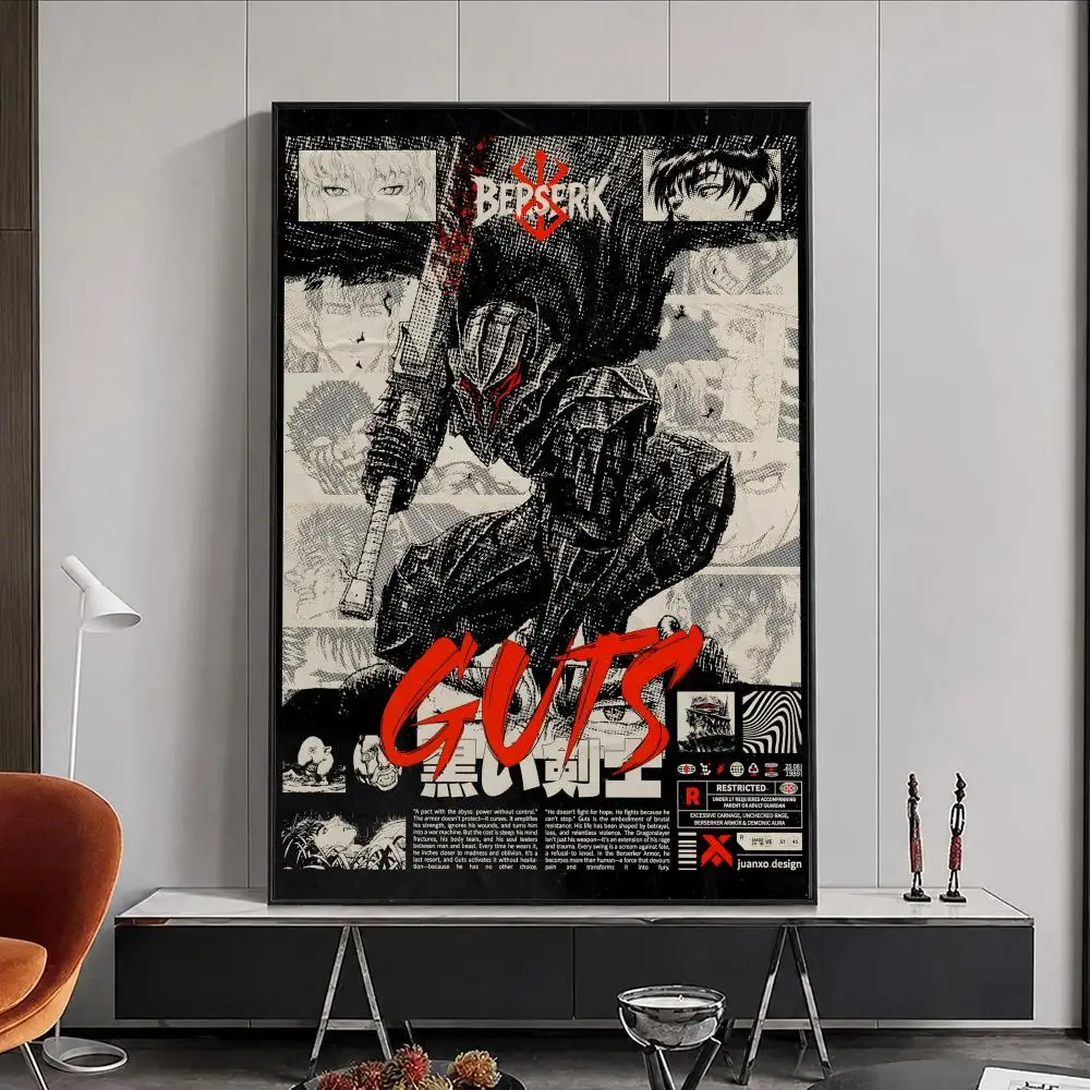 Anime Berserk Poster, Poster, Wandaufkleber, wasserfest, selbstklebend, HD-Kunst, Schlafzimmer, Bar, Dekoration – Detail 14