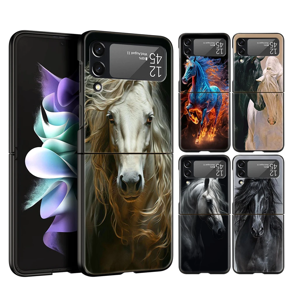 Frederik The Great Beauty Horse Hard PC Phone Case For Samsung Galaxy Z Flip 4 5 6 Black Cover For Galaxy Z Flip 3 Foldable Case