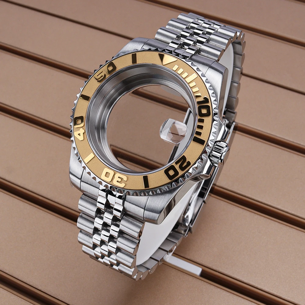 40mm NH35 Watch Case Band Sapphire For SUB GMT NH35 NH36 NH34 ETA2824 Miyota8215 Slide Buckle Jubilee Bracelet Yacht Case NH 35