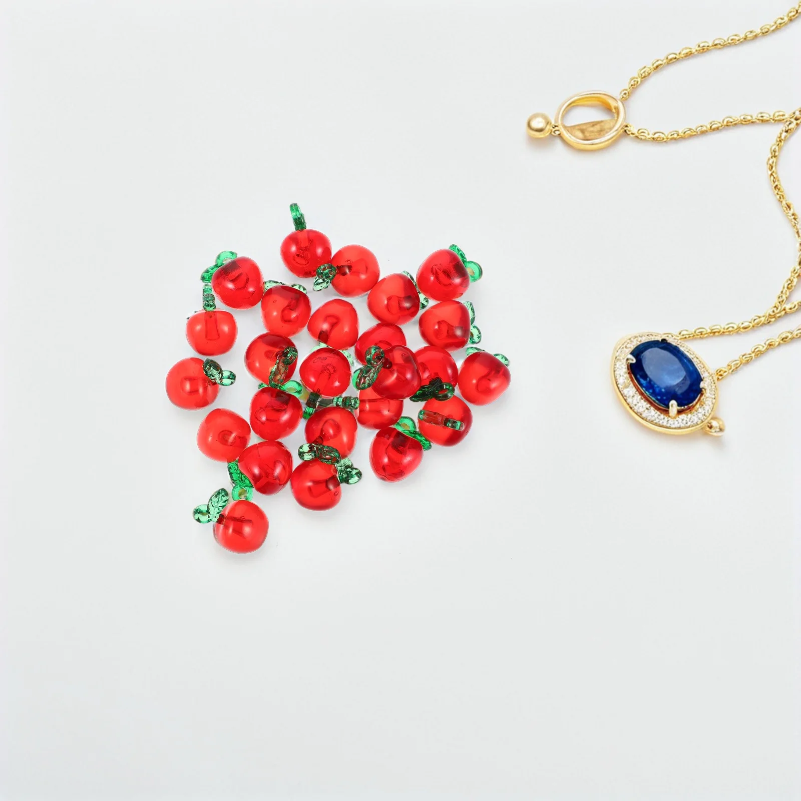

50 pcs Apple Acrylic Pendant Charms Lightweight Fruit Beads For Diy Jewelry Making, Cute Apple Shape Spacer Beads For Bracelets