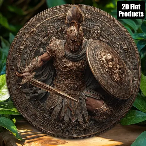 VGE Greek Hoplite Metal Wall Art - 8 Inch Circular Spartan Shield, Vintage Durable Holiday Gift Decor