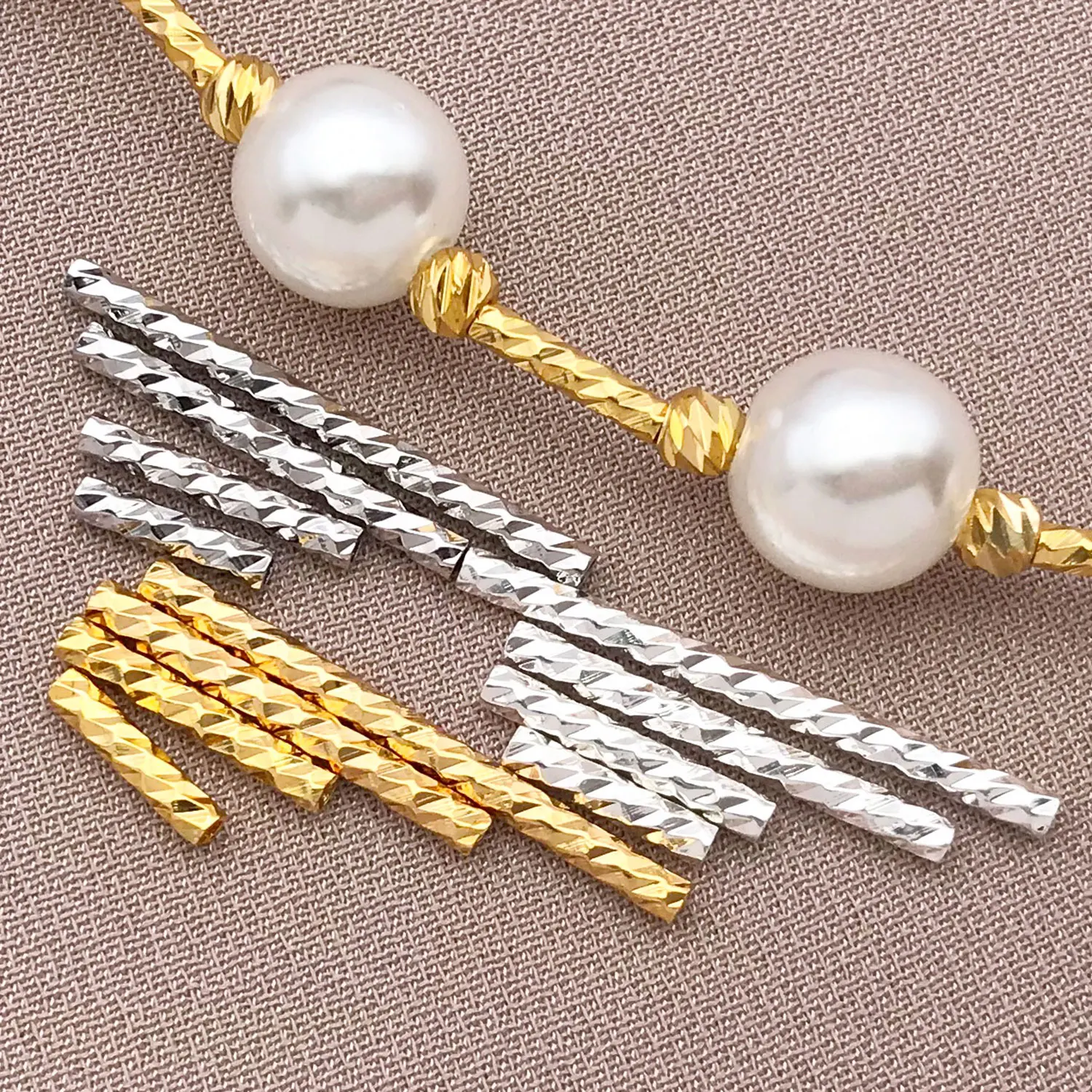 20pcs 18K Copper Plated True Golden Thick Silvery Platinum Batch Flower Connection Tube, DIY Bracelet Jewelry Making Accessories
