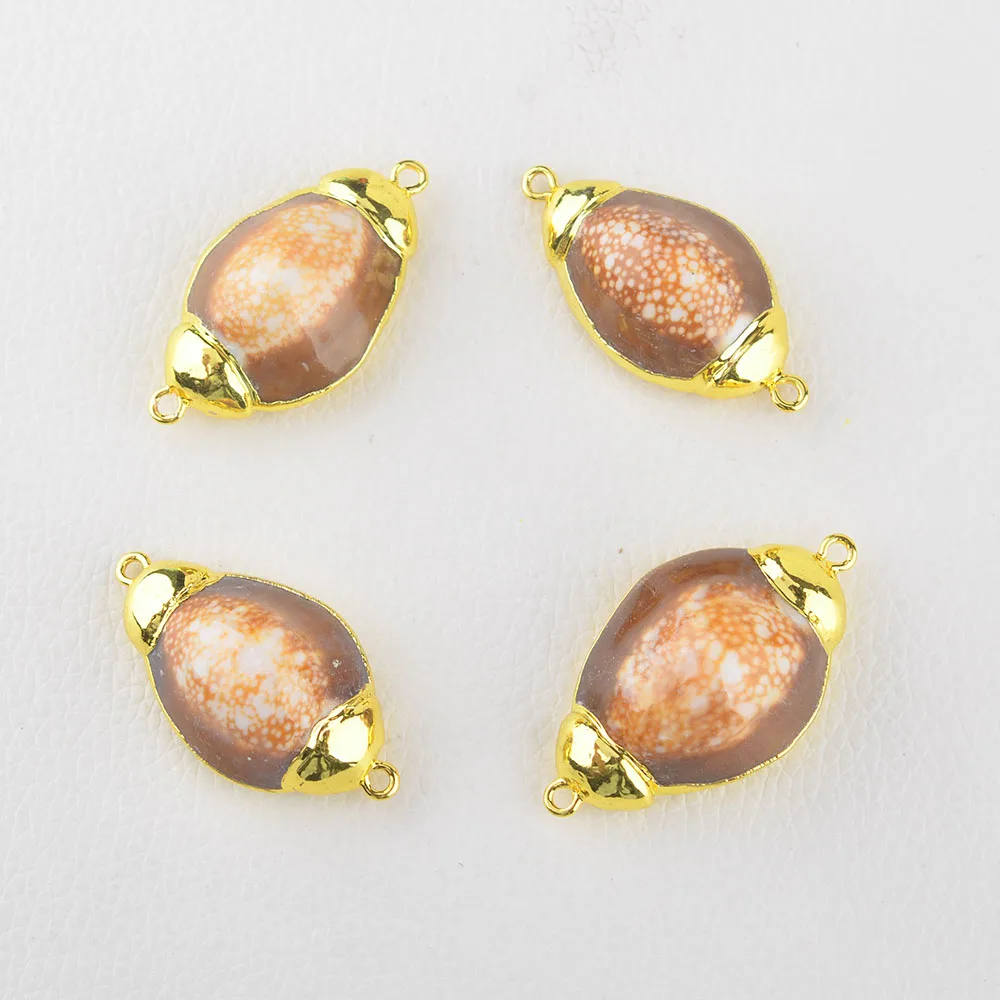 Wholesale 5Pcs Natural Conch Shell Gold Plated Beads Loose Beads Connetor For Jewelry Making DIY