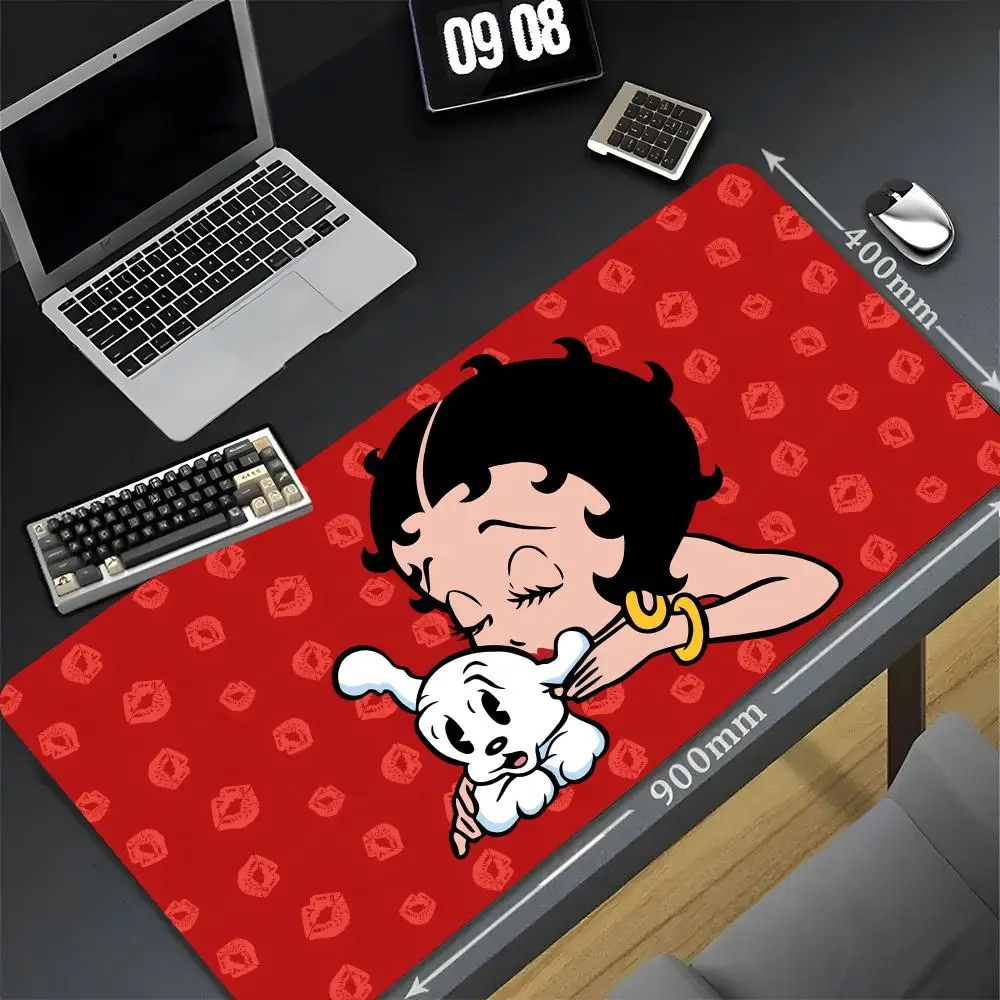 B-Betty-Cute-B-Boops Mouse Pad 90x40 Cm Desk Mat Xxl Pc Gamer Gaming Computer Offices Mousepad Keyboard