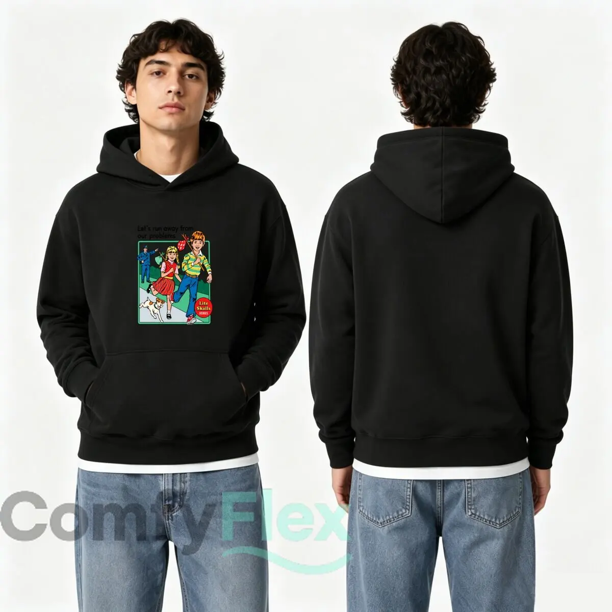 Lets Run Away From Our Problems Lite Skills Series Autumn and winter new men's and women's hooded sweatshirts