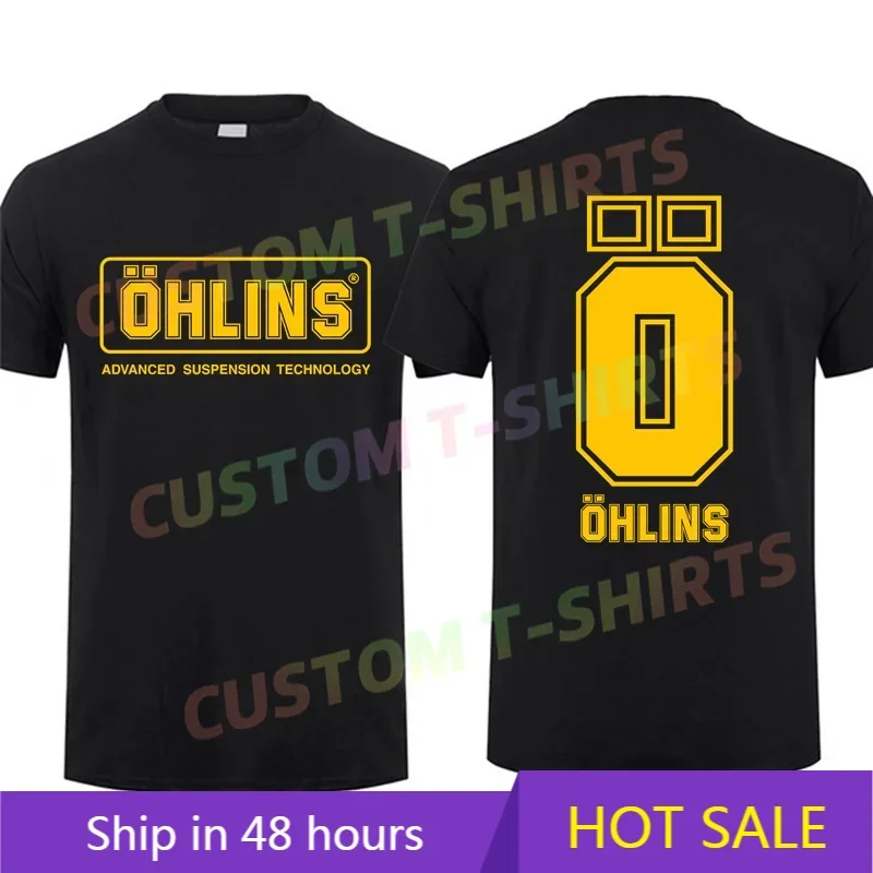 

2025 Summer 100% Cotton Men T Shirt Casual Ohlins Shock Suspension Car Motorcycle Sport Racing T-shirt Graphic S-3XL Cool Tee