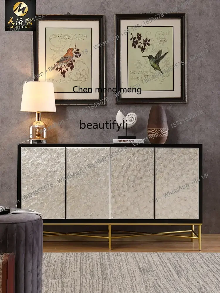 cn8350 LHY yj American Light Luxury Sideboard Cabinet Black European Style Minimalist Creative Shell Decoration Foyer Hallway