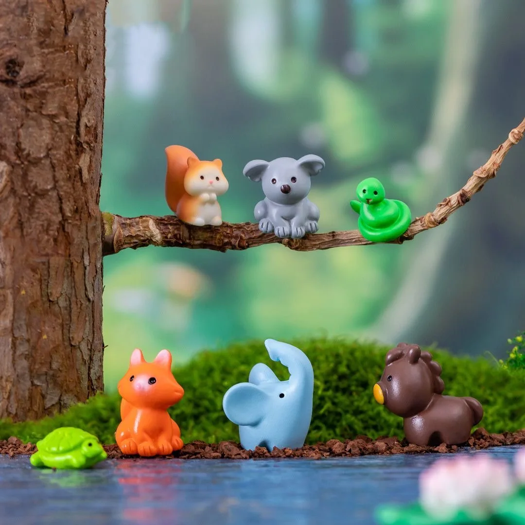

15pcs Mini Solid Color Resin Animal Model Home Desktop Decoration Koala Statue Toy Landscape Garden Children's Festival Gift