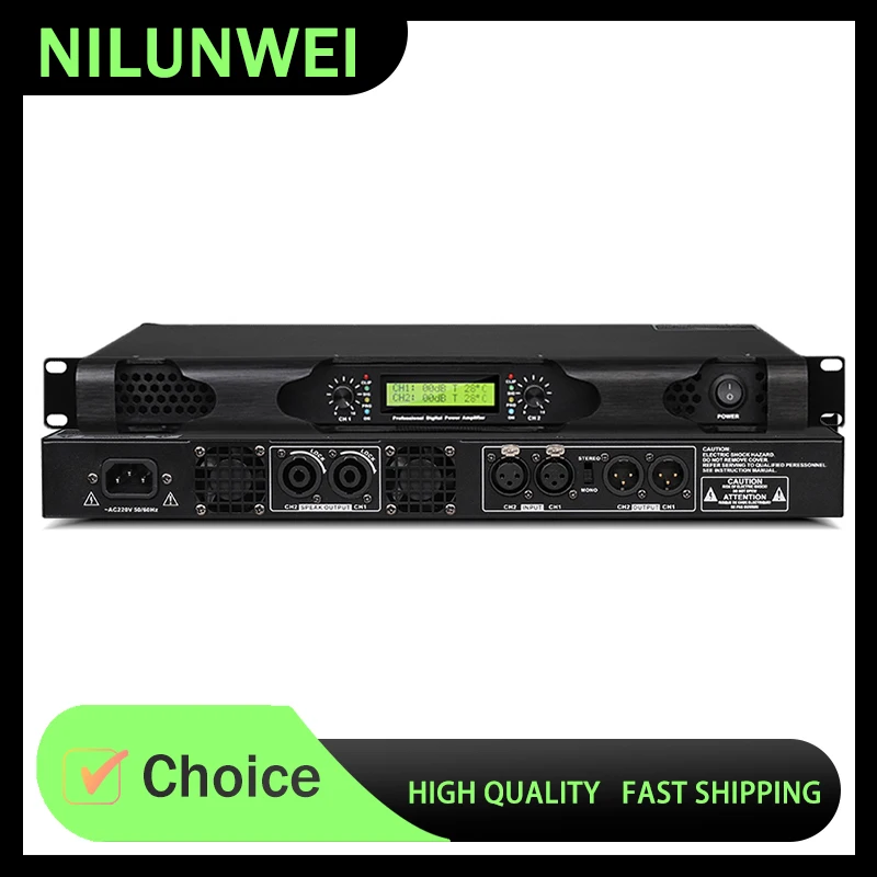 

1U 2X600W двухканальный цифровой усилитель мощности для домашнего караоке, баров и сцены, профессиональный аудиоусилитель с высокой мощностью.