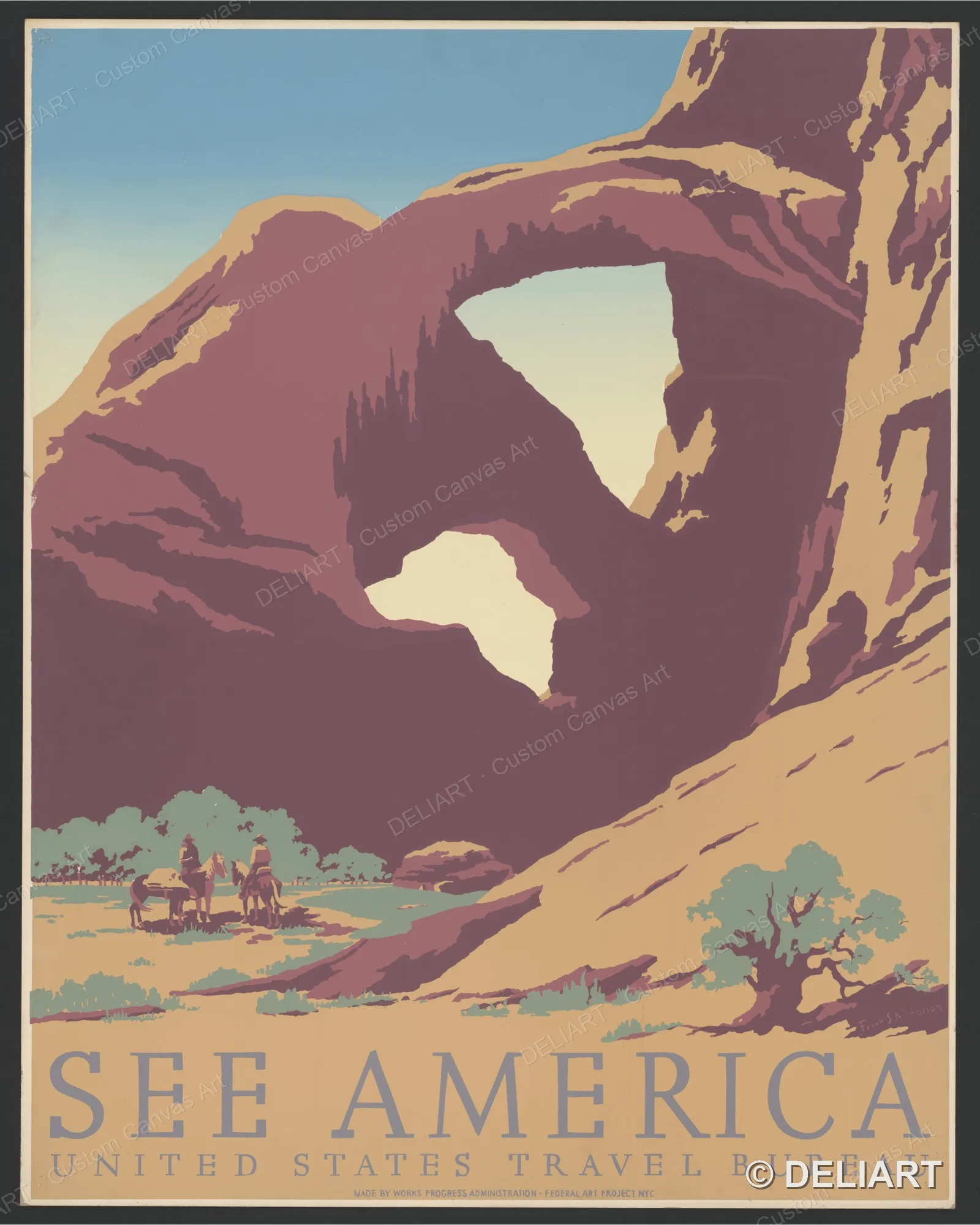 See America Vintage WPA National Park Travel Canvas Wall Art Poster Print See America Retro 1930s Wilderness Home Decor Unframed