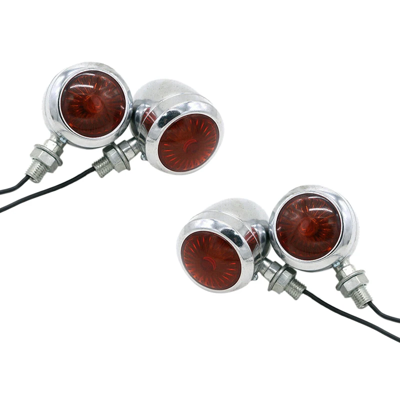 A21F-4Pc Chrome Motocicleta Turn Signal Light Led Lâmpada Do Motor Para Cafe Racer