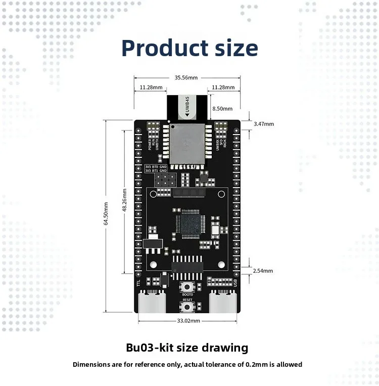 BU03 UWB Indoor Positioning Module Development Board 10cm High Precision TWR Two-Way Ranging