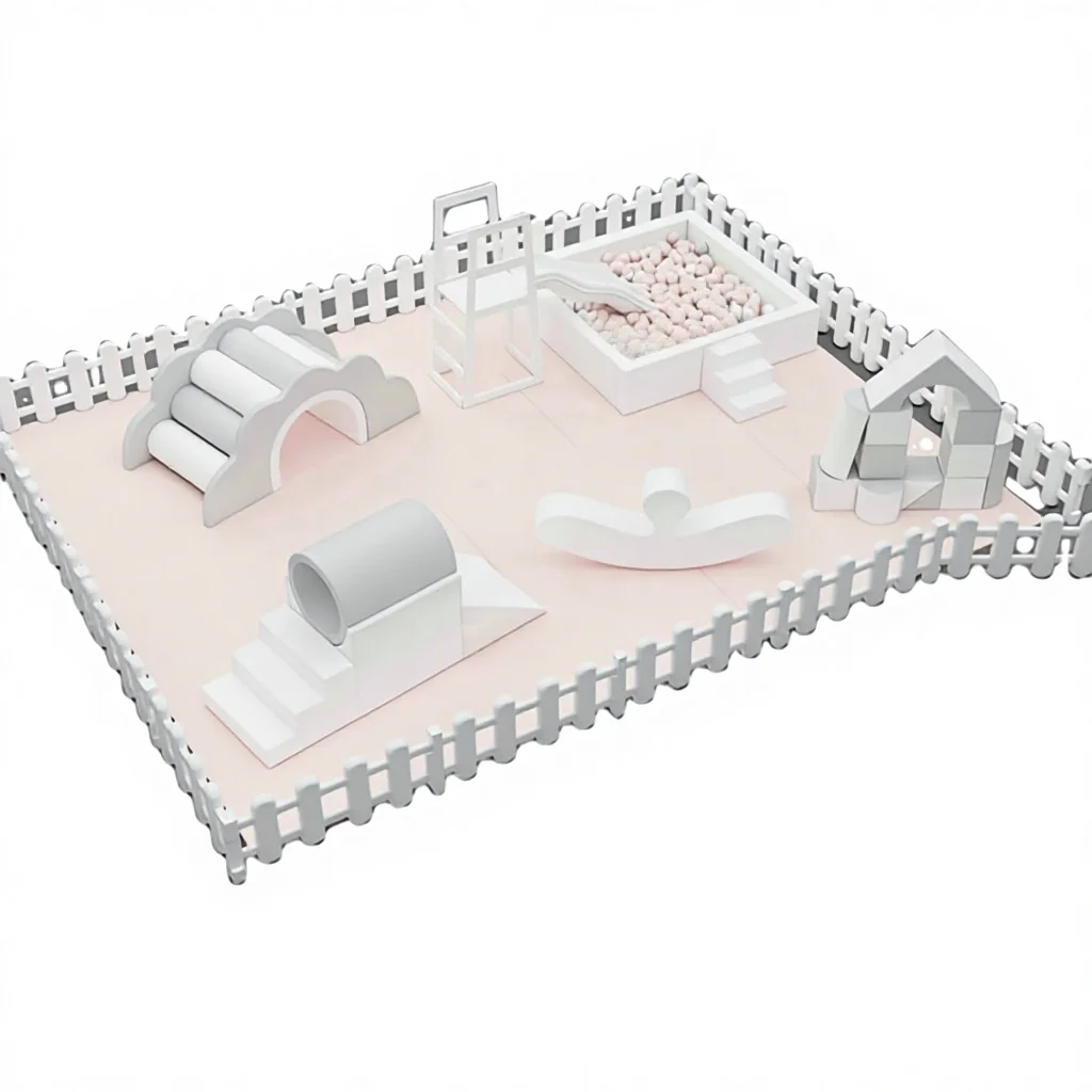 Pink Indoor Soft Foam Playground Equipment With 1 Year Warranty 1000kg Capacity For Kids Play Areas & Slide Rental