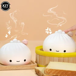 Cute LED Night Lights Bun Dumpling Cartoon Bedroom Holiday Home Decoration Soft Colorful Lamps Christmas Supplies Children Gifts