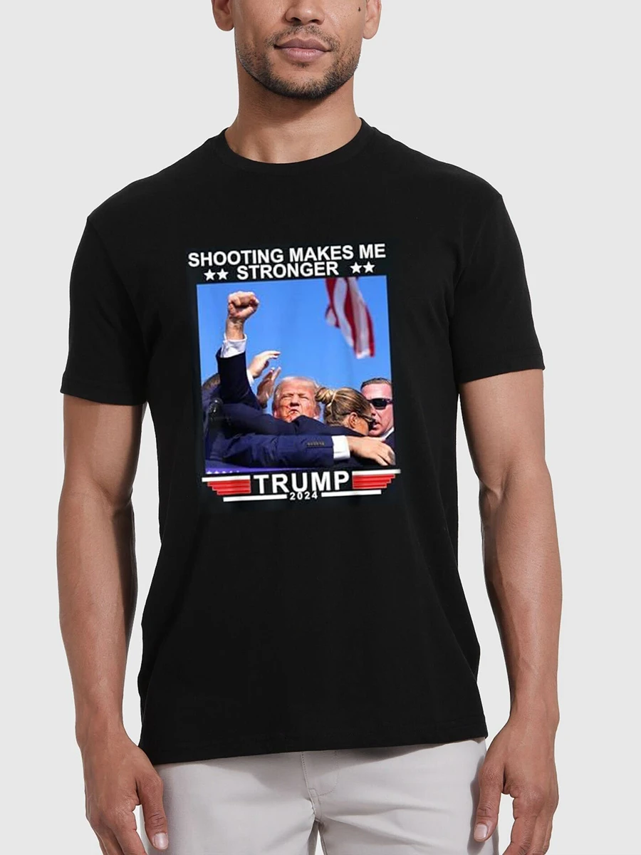 Trump 2024 SHOOTING MAKES ME STRONGER Letter Prints T-Shirts for Women Men Summer Short Sleeve Casual Tee Daily Life Tops