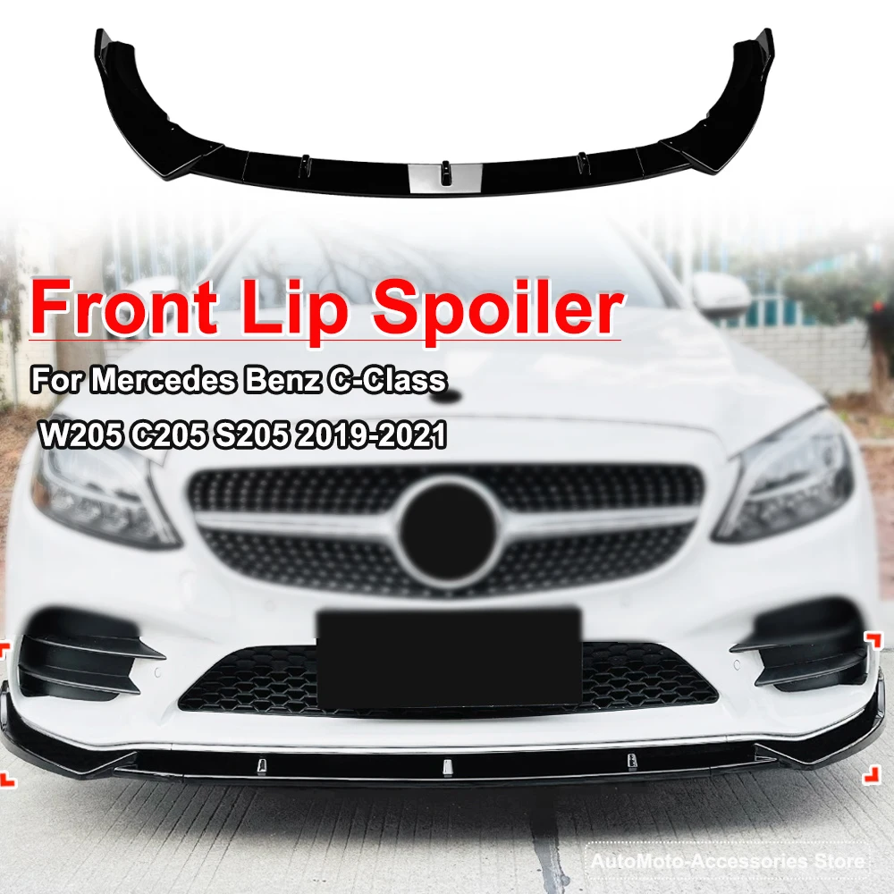 

For Mercedes Benz C-Class W205 C205 S205 2019-2021 AMG Front Lip Spoiler Bumper Shovel Splitter Car Body Kit