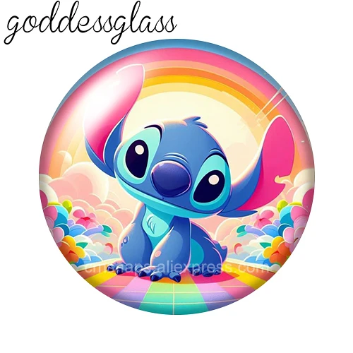 Disney Cute Stitch Cartoon 10pcs Round photo 12mm/18mm snap buttons for 12mm/18mm snap bracelets DIY jewelry