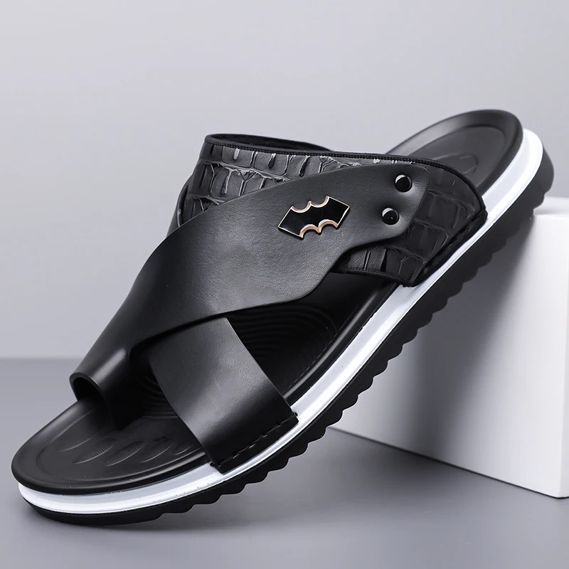 Men's Summer Comfortable Breathable Soft-Soled Thong Slippers Thick-Heeled Anti-Slip Outdoor Beach Driving Casual Slippers-5357 view 5