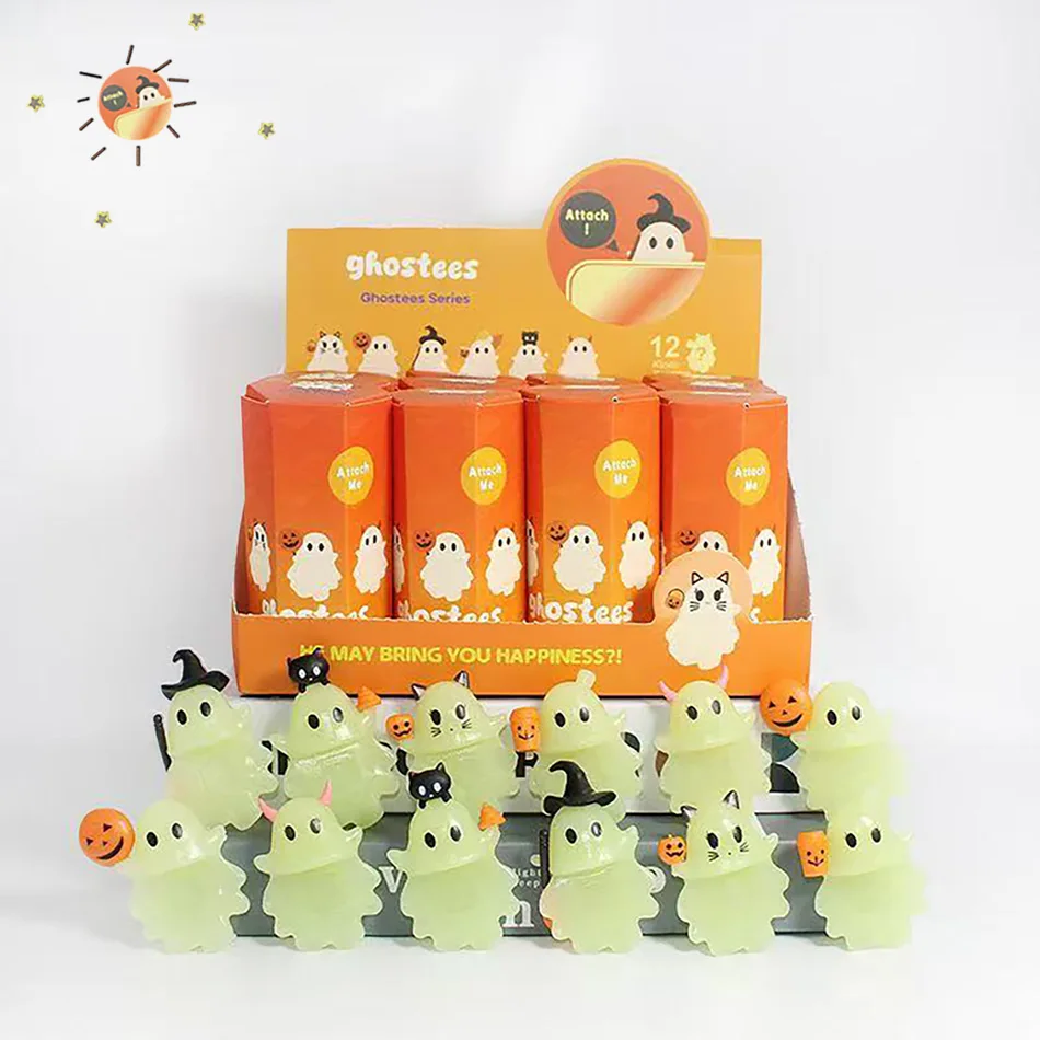 Halloween Ghostees Mystery Phone Buddy, décorations de téléphone mignonnes, boîte mystère, figurines d'action, jouets mystère, cadeaux d'anniversaire pour enfants