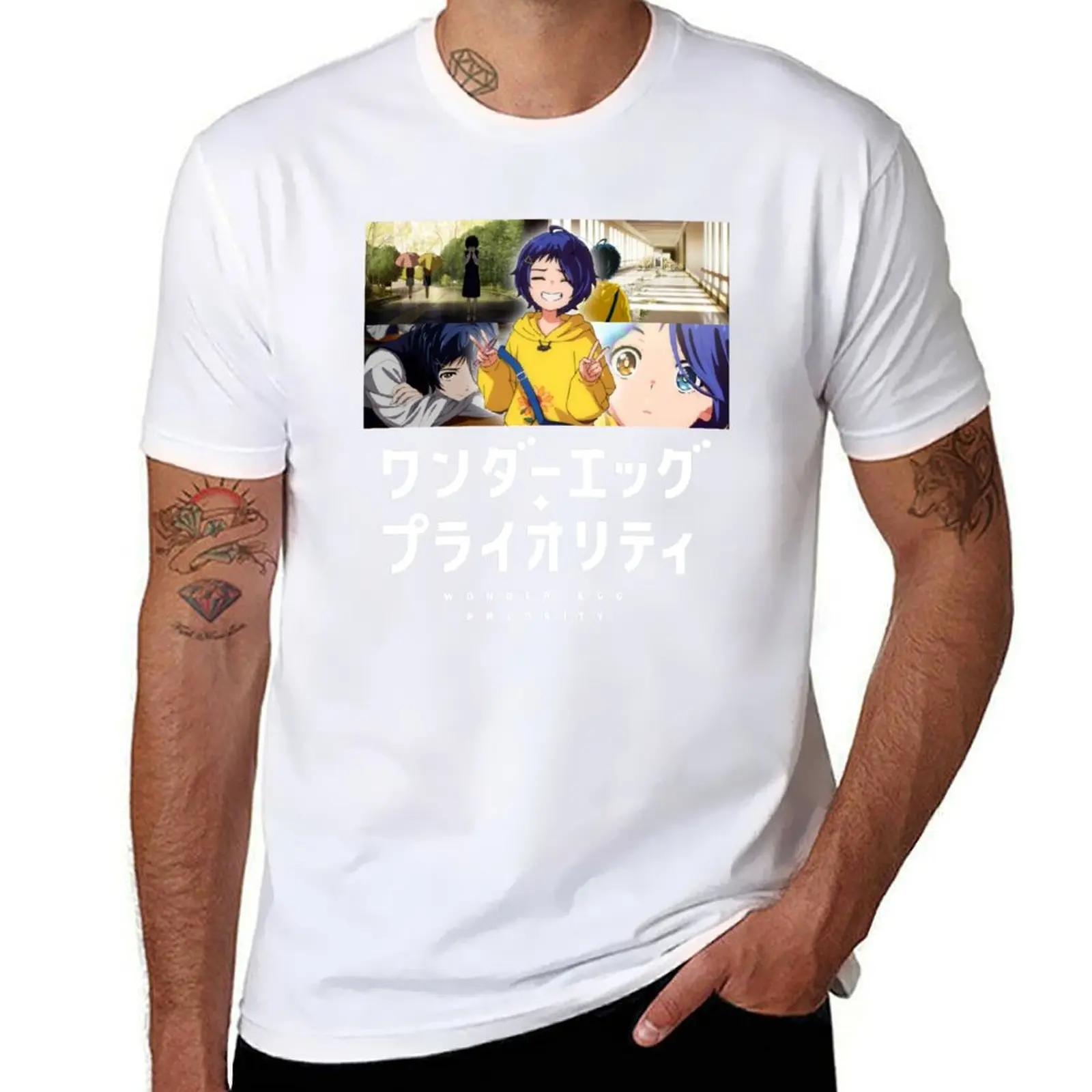 

Manga Priority, Wonder Egg Anime, T-Shirt Basic Plain Short Sleeve Crew Neck Tee