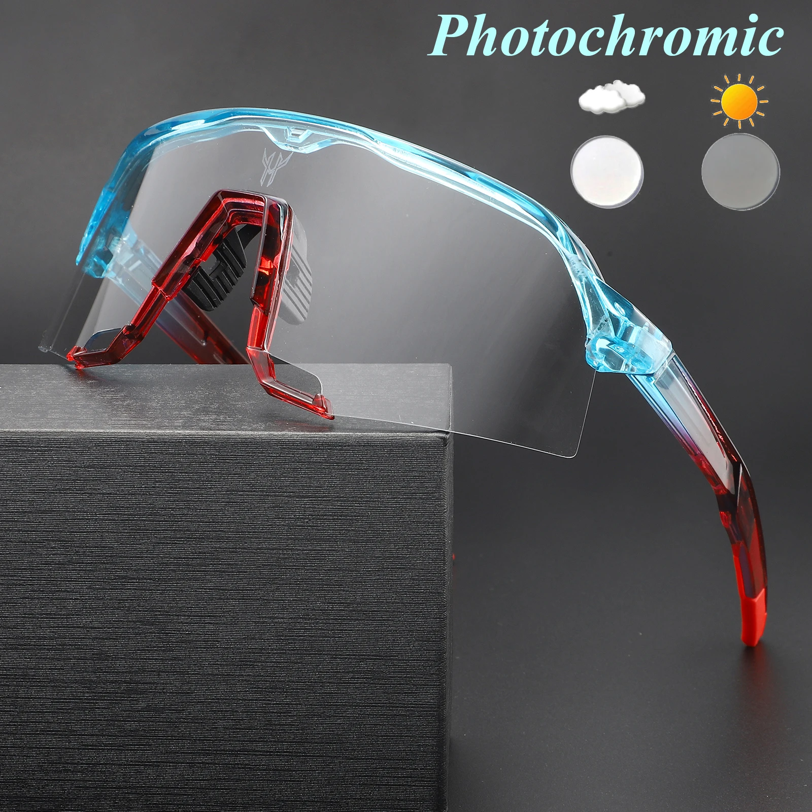 

Photochromic Sunglasses for Men Women Outdoor Sports Eyewear Baseball Cycling Running MTB Bike Bicycle Goggles with Box