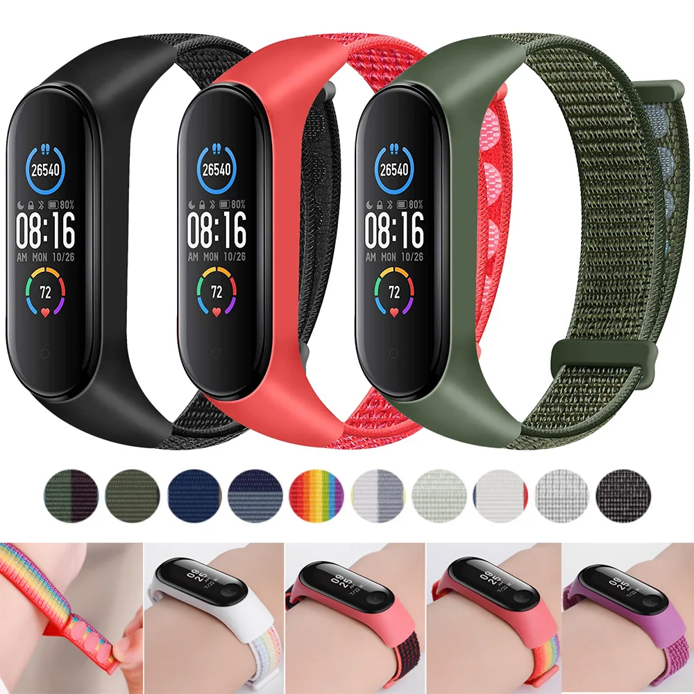 Nylon loop For Xiaomi Mi Band 7 4 3 5 6 smartwatch Wristband Sport Correa Breathable Replacement Bracelet for Miband 6 8 Straps