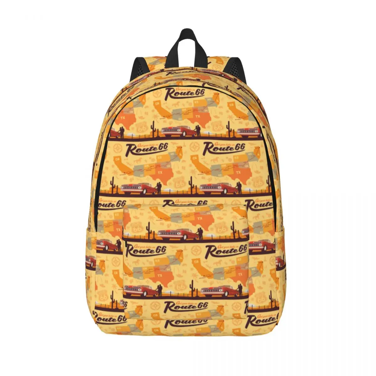 Custom Get Your Kicks On Route 66 Canvas Backpack Women Men Basic Bookbag for College School Bags