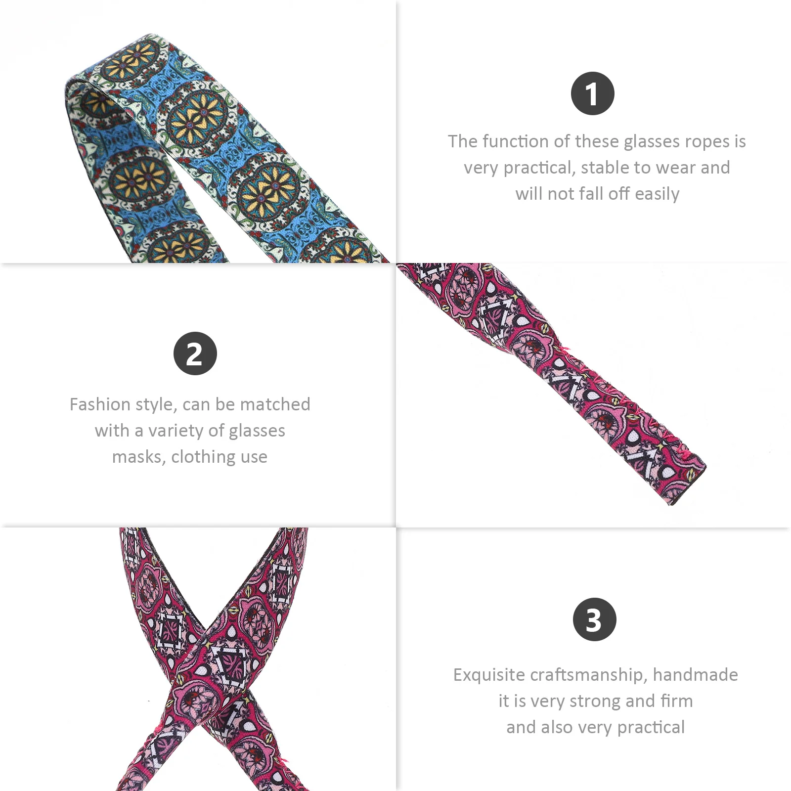 

4Pcs Premium Glasses Ropes Exquisite Handmade Lanyards for Swimming and Sports Use Eyeglass Holder. Decorative Glasses Holder