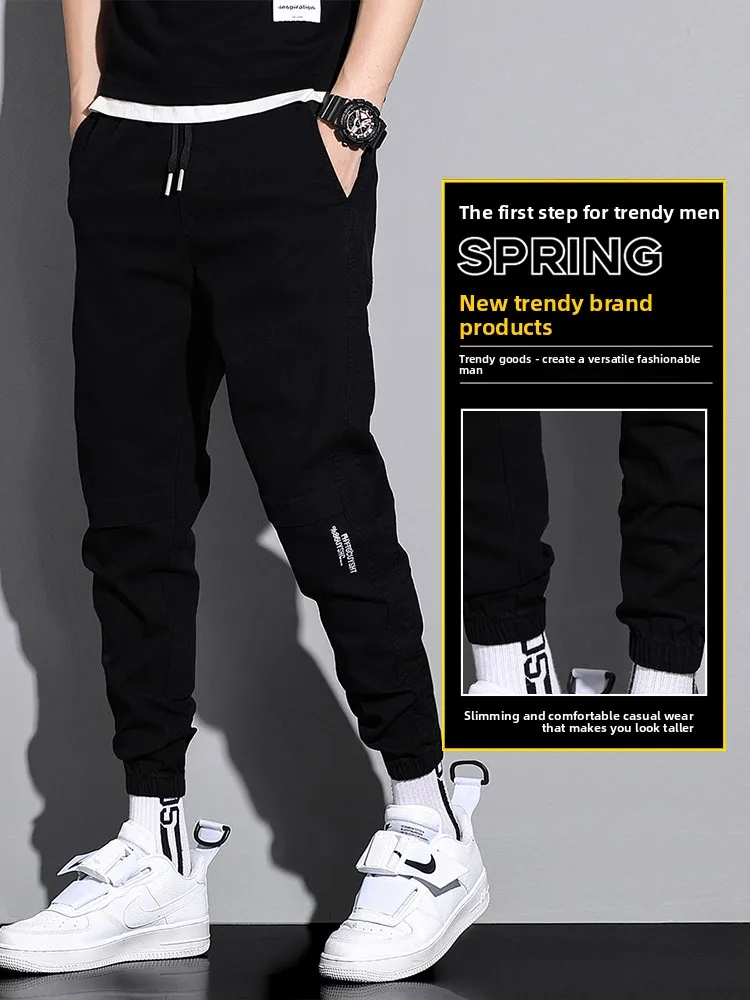 

Мужские повседневные свободные рабочие брюки American Sle, весенне-осенние модные брендовые универсальные брюки Harajuku с манжетами Haome Harajuku...