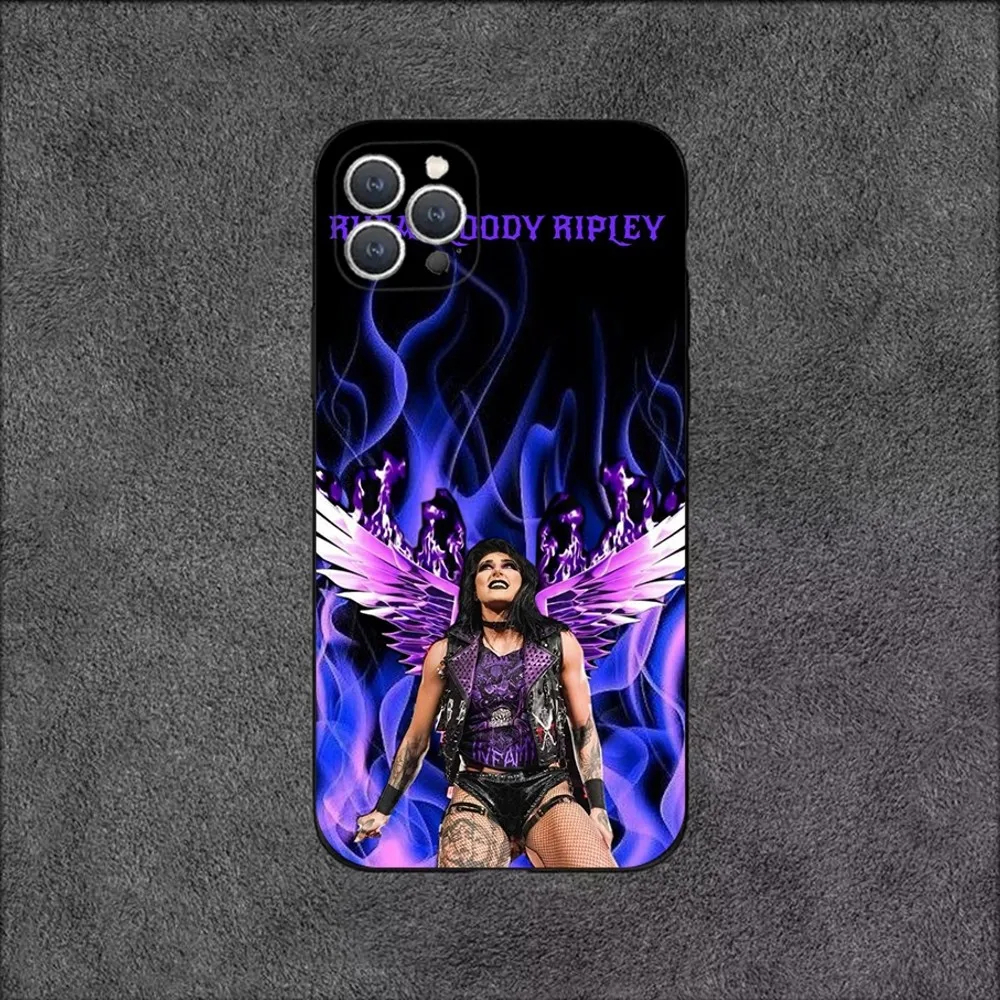 Rhea Ripley Phone Case For iPhone 16,15,14,13,12,11,Plus,Pro Max,XS,X,XR,SE,Mini,8,7 Soft Silicone Black Cover