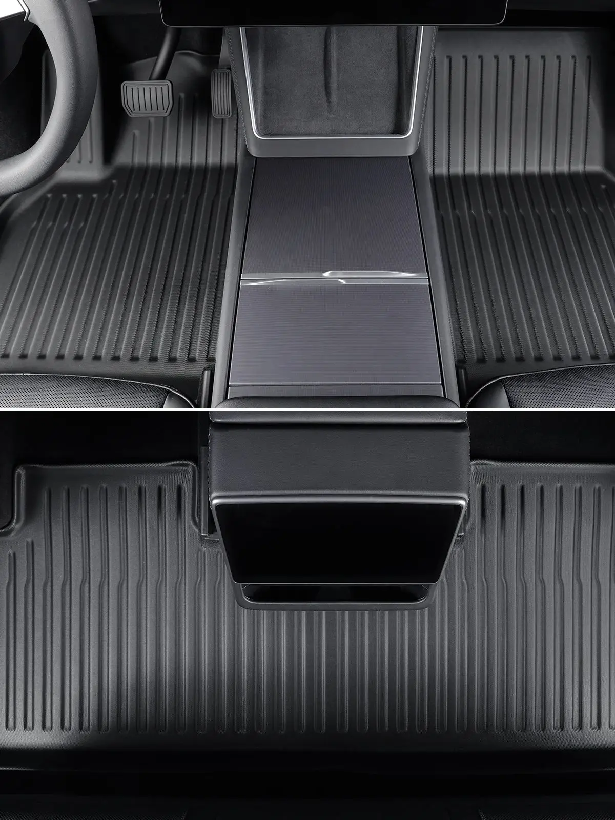 LUCKEASY für Tesla Model Y 5-Sitzer Juniper/Standard 2025 2026 LHD Autofußmatten mit Türschwellenschutz TPE Schwarz