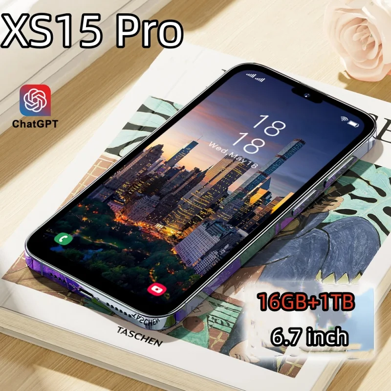 Оригинал для бренда 16 ГБ + 1 ТБ для смартфона 6,8 дюймов XS15 Pro полный экран 4G смартфон 6800 мАч мобильные телефоны глобальная версия