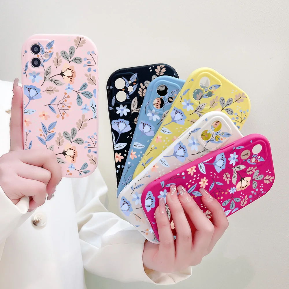 Flower Spike Shockproof Case For iPhone 15 12 11 12 14 Pro XS Max 7 8 Plus X XR SE Fundas iPhone 13 Case Candy Color Soft Cover