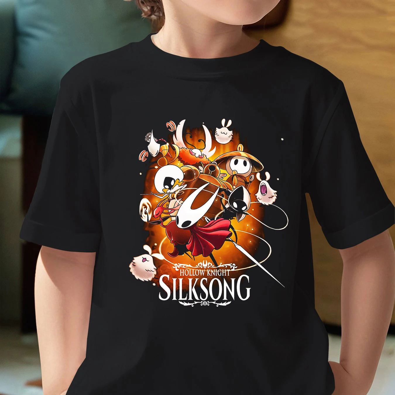 Hollow Knight Spiel Cartoon Sommer-Shirt Herren T-Shirt Damen T-Shirt Jungen Top Kinder Eltern-Kind Baumwolle Kurzarm Kinder T-Shirt – Detail 7
