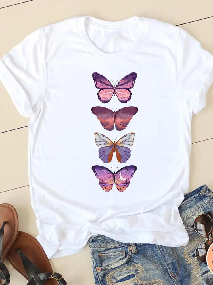 

Butterfly Lovely Trend 90s Casual Graphic T-shirt Women Clothes Short Sleeve Lady Fashion Print Female Shirt Tee