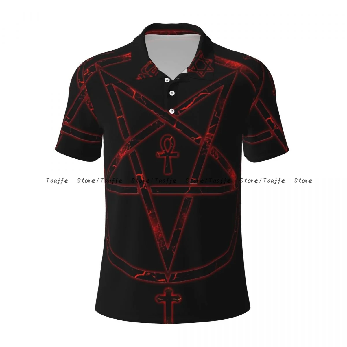 Men's Polo Shirt Pentagram Print Male Clothing Summer Casual Short Sleeve Shirt Sweatshirt