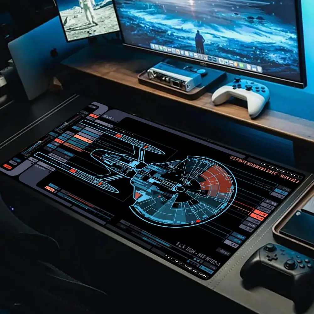 

Space Dock Blueprint Mouse Pad Large Computer Office Game Table Mat XXL Rubber Anti-slip Stitched Keyboard Mats Long Desk Pads