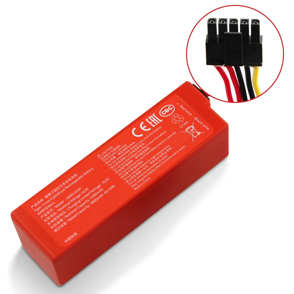 Replacement Battery D099-4S2P S1-260-4S2P For Xiaomi MIJIA Mi Robot Vacuum-Mop 2 Pro MJSTS1 C101 MJSTP Cleaner Battery 5200mAh