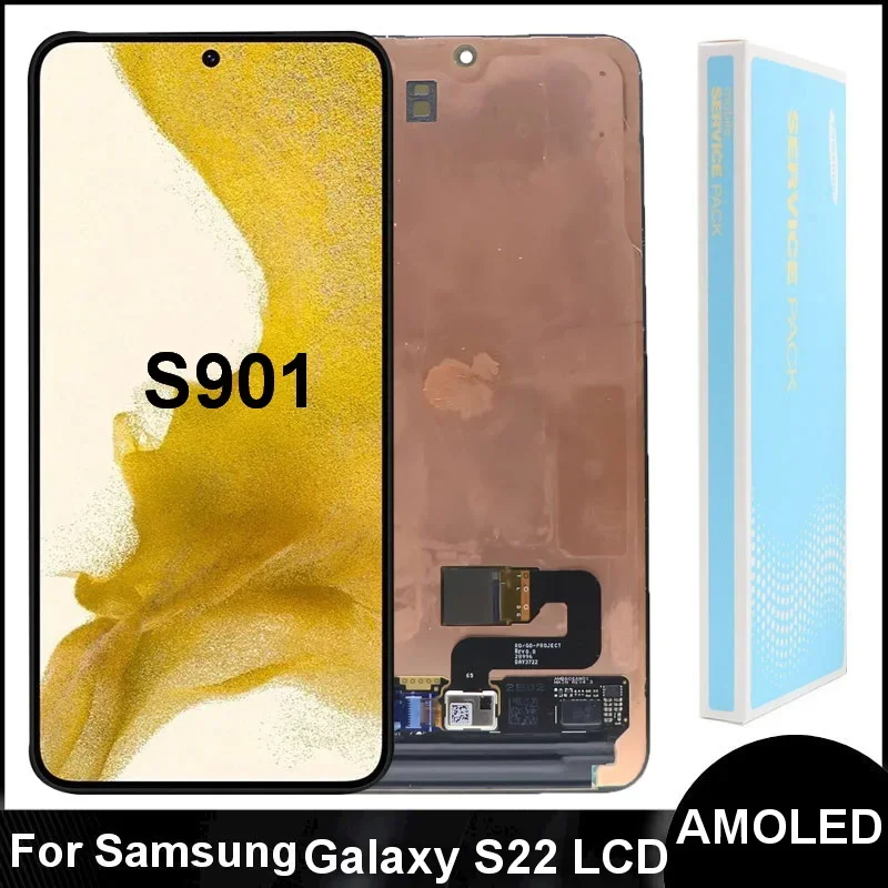 For Samsung Galaxy S22 5G AMOLED Screen S901B S901U S901W S901N S901E LCD Display Touch Screen Digitizer Assembly Replacement