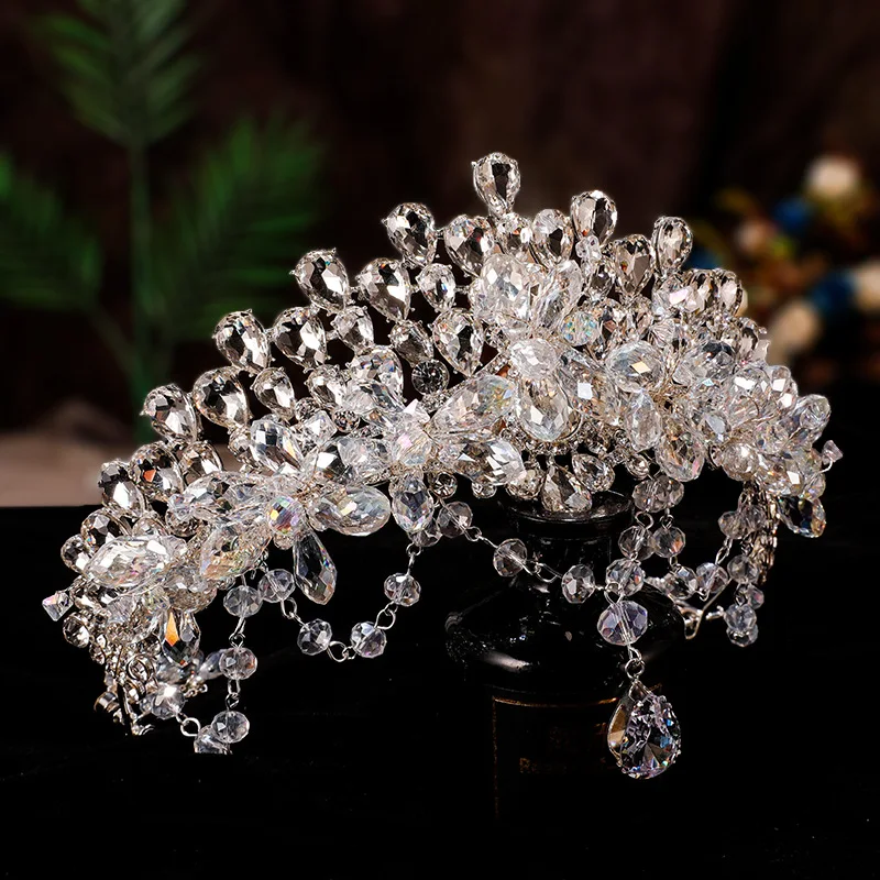 غطاء رأس الزفاف الفاخرة الفرقة الجبين سلسلة فستان الزفاف شكل تاج الزفاف غطاء الرأس خمر