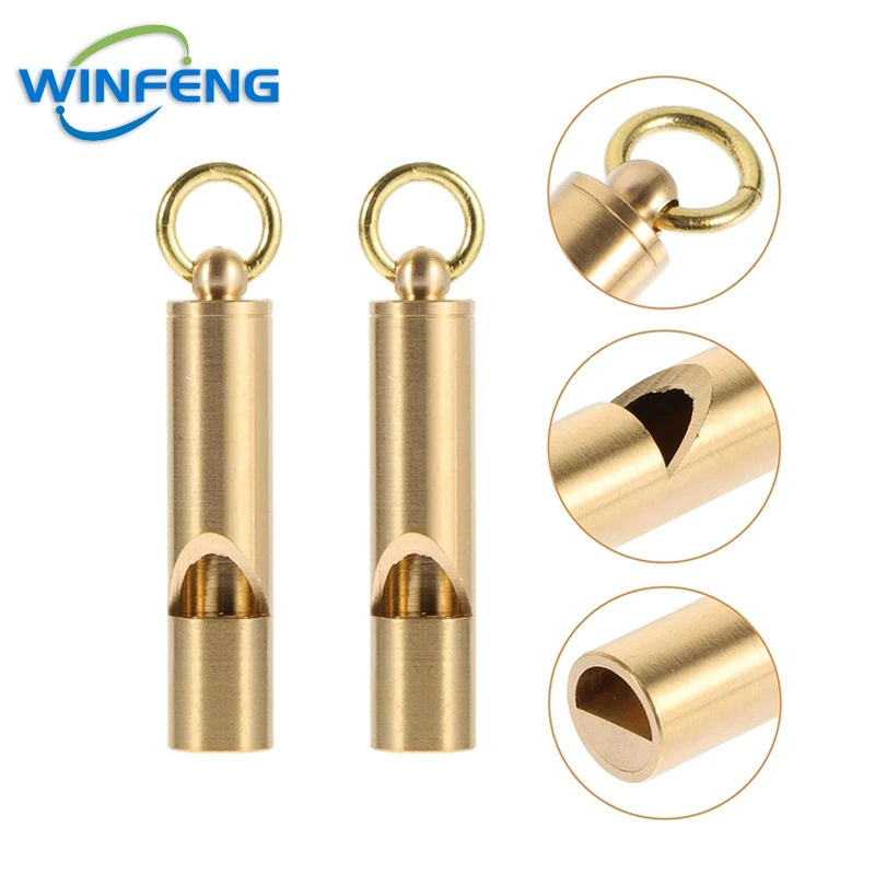 Premium Solid Brass Whistle Super Loud Outdoor Emergency Survival Whistle Key chain for Camping Hiking Hunting Pet Training