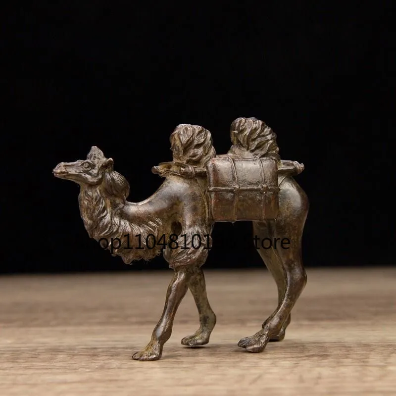 Asian Tibet Bronze Camel Statue Fengshui Tea Pet Ornament Netsuke Good Stand