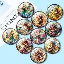 Colorful Painting Flower Fairy 12mm/16mm/18mm/25mm Round Photo Glass Cabochon Demo Flat Back Making findings