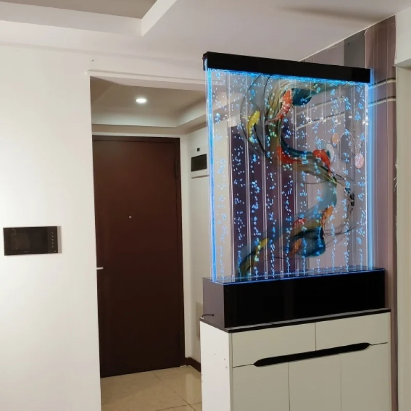 

custom. [Nine Fish Wealth Transparent Upgrade] Curtain Wall Flowing Screen Partition Living Room Flowing
