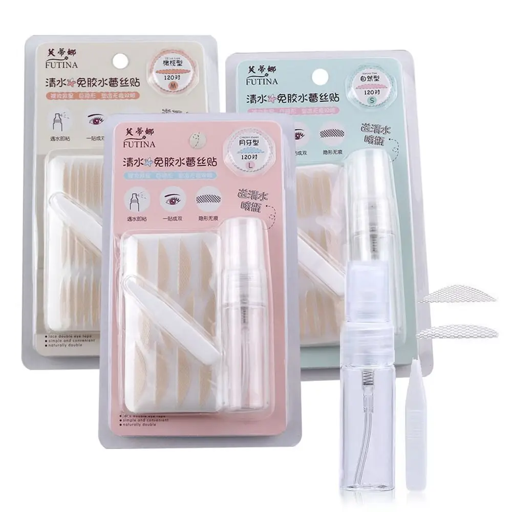 240Psc Lace Mesh Eyelid Sticker Mesh Type Waterproof Double Eyelid Tape Fold with Auxiliary Tool Invisible Eye Stickers Beauty