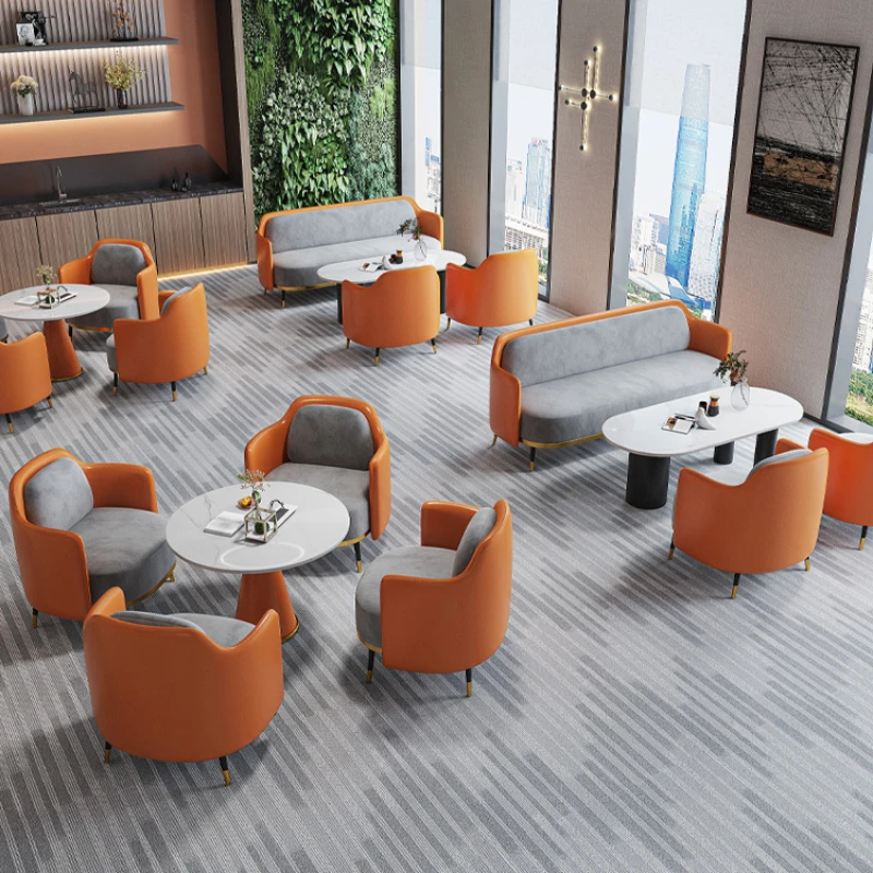 Hotel Lobby Negotiation Table and Chair Rest Area Reception Office Sofa Tea Table Combination Coffee Shop Table and Chair