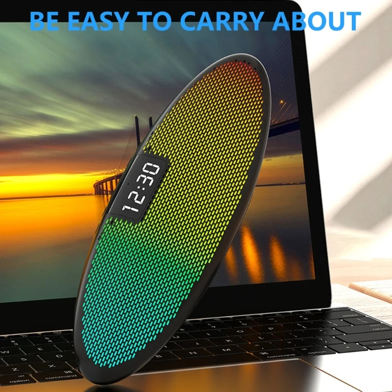 Alto-falante sem fio fidelidade portátil com luz led colorida conexão compatível com despertador display