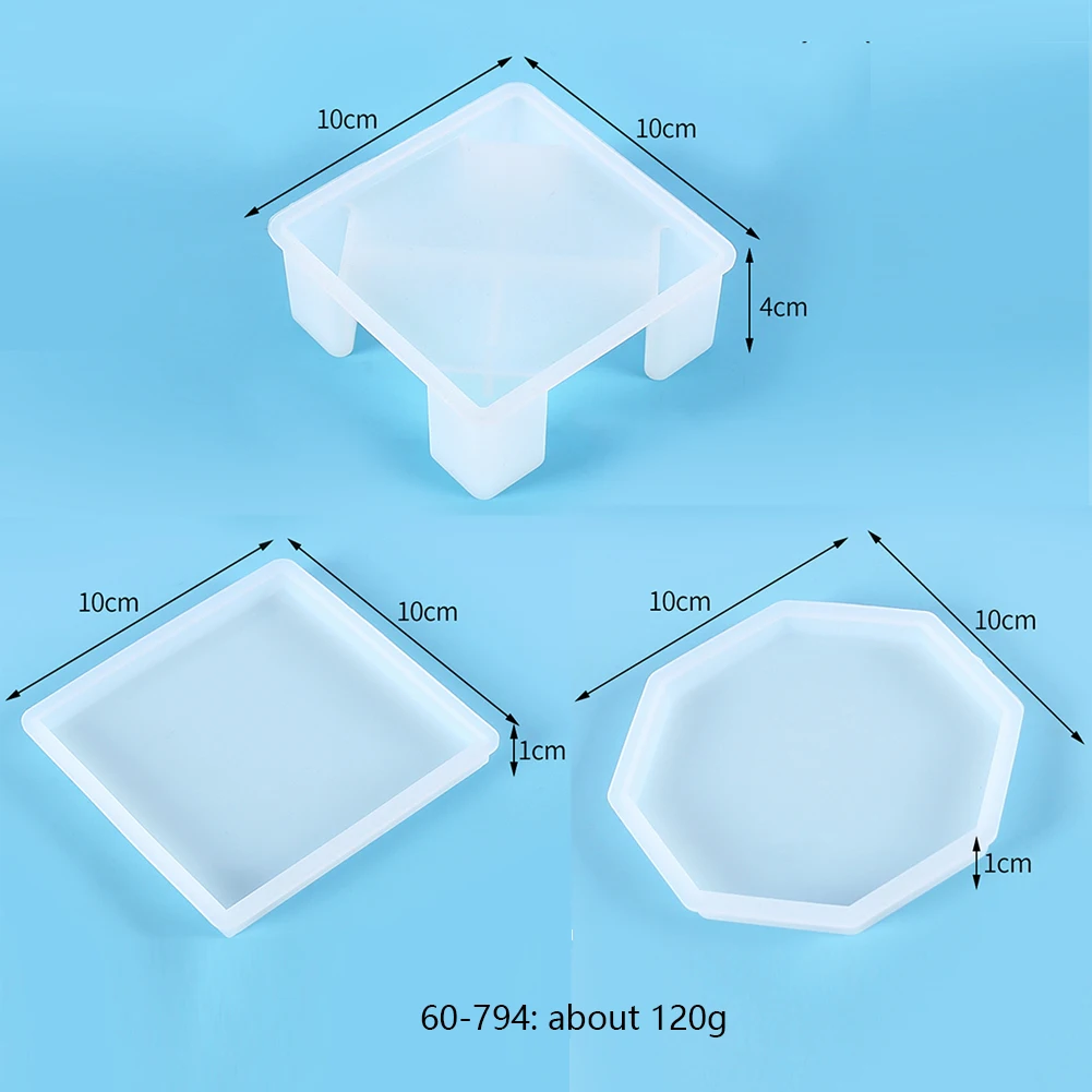 Posavasos de resina de silicona, caja de almacenamiento de posavasos, octagonal cuadrado redondo, manualidades, tapetes para tazas, molde para hacer